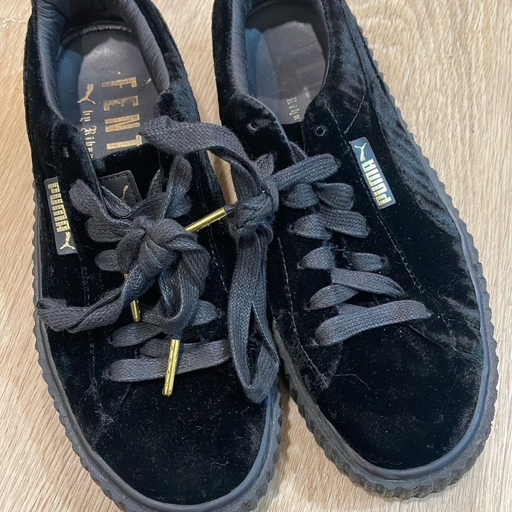 Black Puma Fenty velvet runners